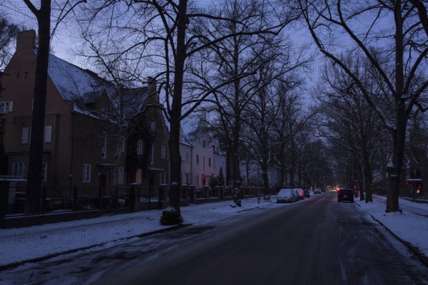 A dark and unlit street during a large-scale power outage in the Steglitz-Zehlendorf district,