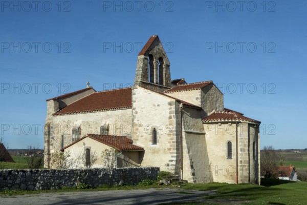 St Andrew's Church, romanesque church of Taxat-Senat. Allier department. Auvergne Rhone Alpes.