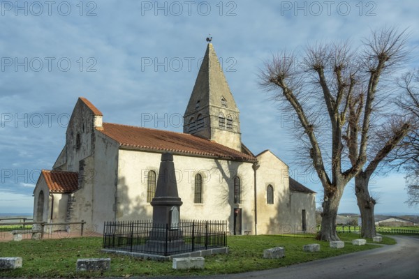Painted church St. Aignan's, Church of Begues. Allier department. Auvergne Rhone Alpes. France.