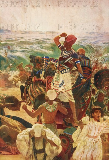 Scene from the biblical story, crossing of the Red Sea (Black Sea), tells a central miracle in the