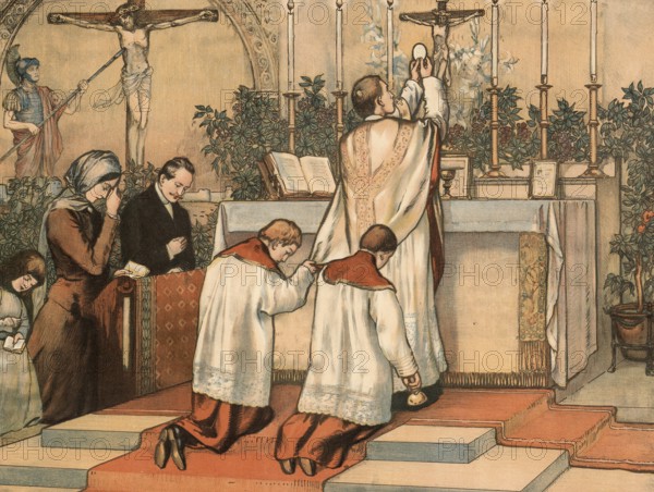 Scene from the biblical story, prayer of thanksgiving in the biblical sense, a combination of psalm