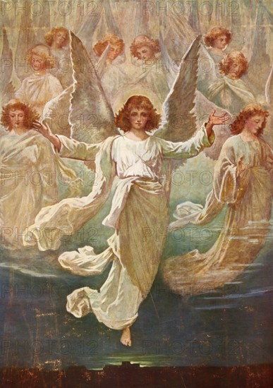 Scene from the biblical story, The Choir of Angels, authentic reproduction of a school mural,