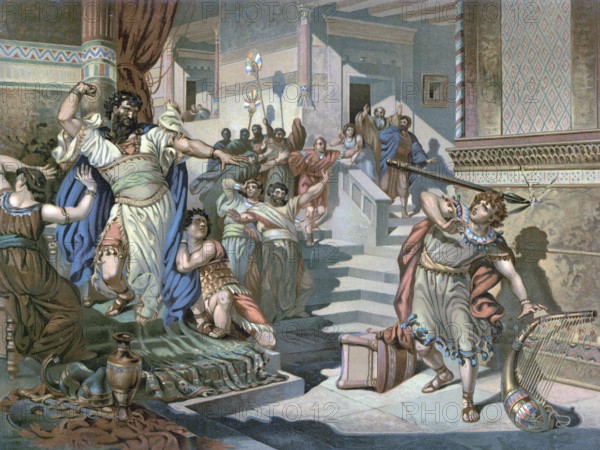 Scene from the biblical story, The story of Saul and David in the Bible tells how God chooses Saul
