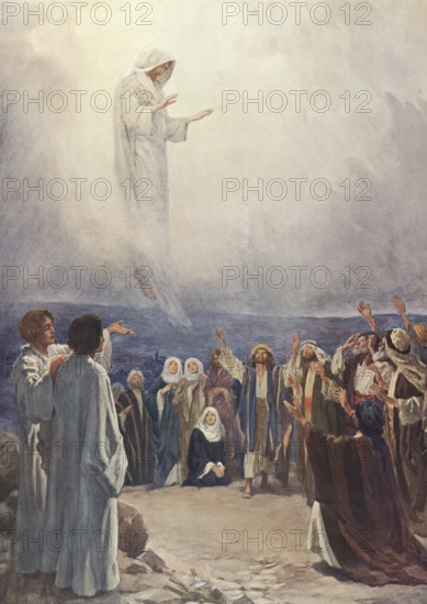 Scene from the biblical story, Ascension Day, the Christian festival celebrating the bodily