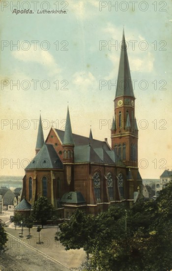 Apolda, Luther Church, Weimarer Land district, Thuringia, Germany, postcard, view around 1900 -