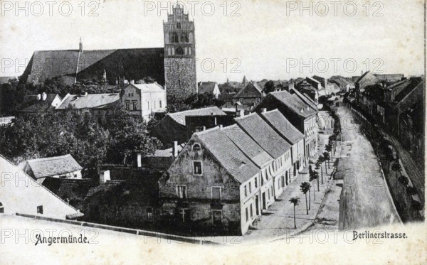 Angermünde, Berliner Straße, district of Uckermark in the state of Brandenburg, Germany, postcard,