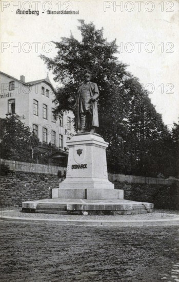 Annaberg in Saxony, Bismarck monument, town in the Ore Mountains, Erzgebirgskreis, Saxony,