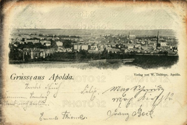 Apolda, Weimarer Land district, Thuringia, Germany, postcard, view around 1900 - 1910, historical,