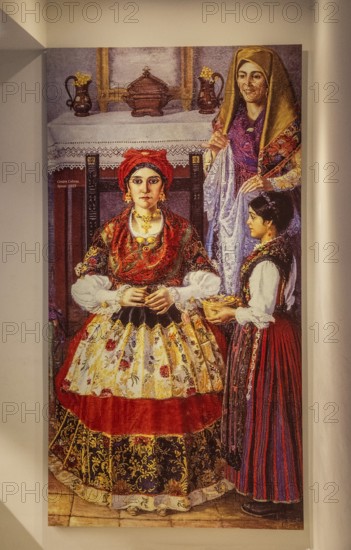 Sardinian folk costumes in the museum in Nuoro, Sardinia, Italy