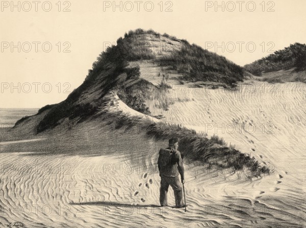 Dune on the west coast of the island of Sylt, North Sea, Germany, authentic reproduction of a