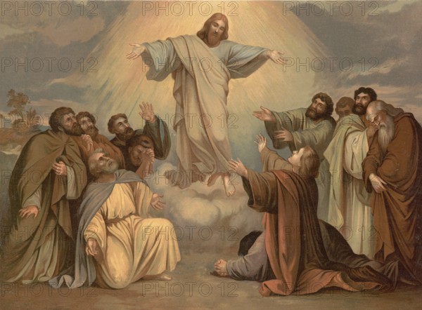 Scene from the biblical story, Ascension, in Christian faith, the Ascension describes the return of