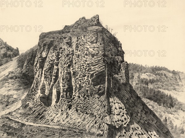 Column-shaped separation of basalt on the Verkoch near Ústi nad Labem, in Bohemia, Czech Republic,