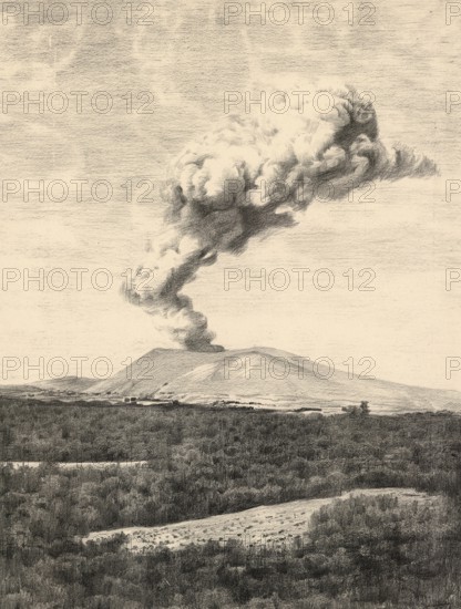 Volcano Volcano, seen from the island's plateau, on September 23, 1889, Lipari Islands in the