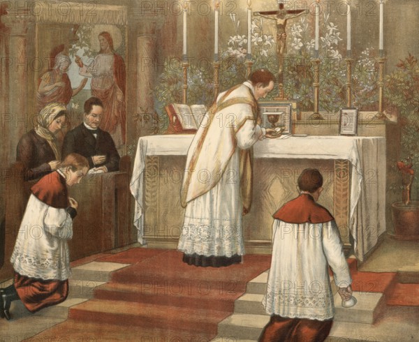 Scene from the biblical story, communion, communion, in a religious context the communion of