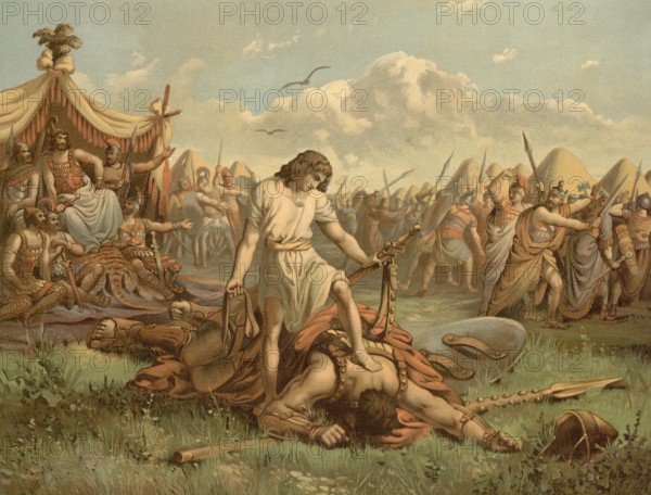 Scene from the biblical story, The story of David and Goliath is from the Old Testament of the