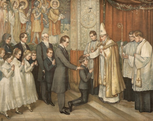 Scene from the biblical story, confirmation or confirmation, term on a sacrament or a rite of the