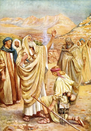 Scene from the biblical story, David is anointed king, refers to the biblical story in which the