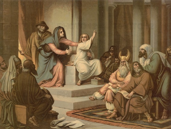 Scene from the biblical story, The story of Jesus as a twelve-year-old in the temple is the only