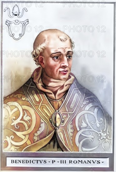 Benedict III (died 17 April 858 in Rome) was pope from 855 to 858, Historical, authentic, digitally