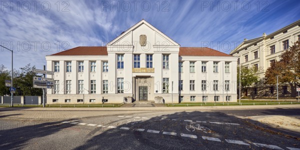 State archive, historic building, architect Paul Ehmig, central risalit, hipped roof, façade with