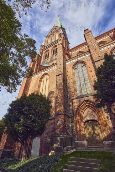 Schwerin Cathedral, St. Mary's Cathedral in Schwerin - Ev. -Luth. Schwerin cathedral, tower, brick