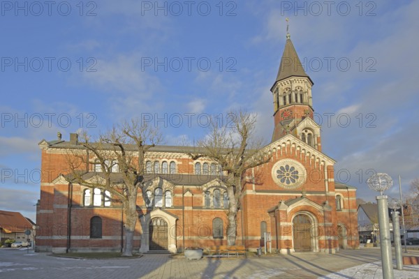 St. Martin's Church built in 1867, brick church, Nattheim, Härtsfeld, Swabian Jura,
