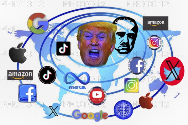 Symbolic image, Silicon Valley tech companies, subservience, anti-social networks, X-Twitter, Elon