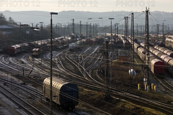 Train formation system with many rails in the Vorhalle district, marshalling yard, freight trains,