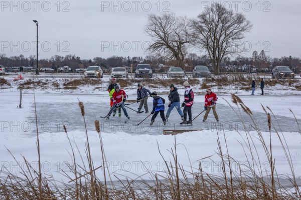 Detroit, Michigan USA - 1 January 2026 - As temperatures dropped and snow fell in the Great Lakes