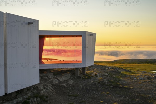 Windbreaks and observation huts on Mount Domen. The project consists of three small buildings,
