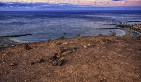 Extensive view of the sea at dusk with calm horizon, Los Cristianos, Tenerife