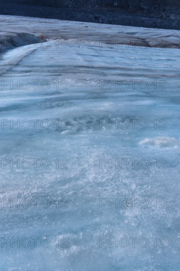 Ice formations of the athabasca glacier in jasper national park, alberta, canada, are melting due