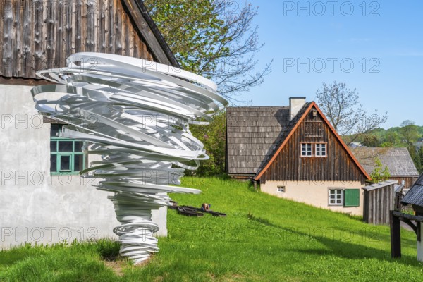 Sculpture, art installation Twister by artist and sculptor Alice Aycock, Purple Path art and