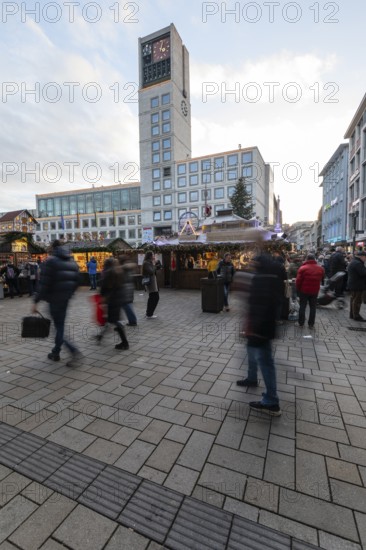 The Christmas market on the market square, in front of Stuttgart City Hall 2025, shines in festive