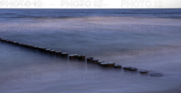 Grooves in the sea, panorama, long exposure, Zingst, Fischland-Darß-Zingst, Western Pomerania