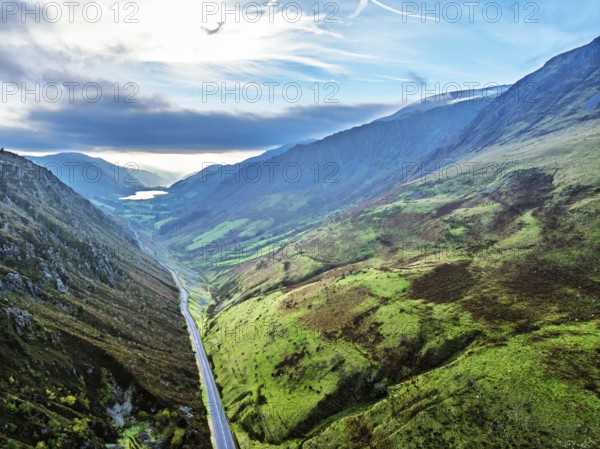 Autumn colours over Mach Loop from a drone, Minffordd, Tywyn, Wales, UK