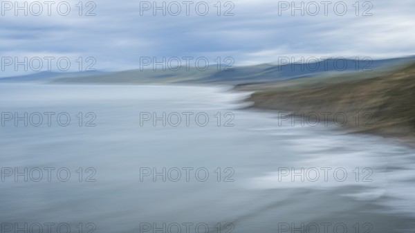 Wairarapa coast, sea, mountains, blurred, long exposure, ICM. Castlepoint, Wairarapa Coast,