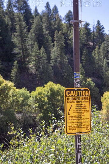 Gypsum, Colorado - A sign at an I-70 rest area in Glenwood Canyon warns of hazards that facing