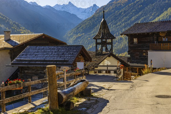 The small chapel in the mountain village of St-Jean, Val d'Anniviers, Valais Alps, Canton of
