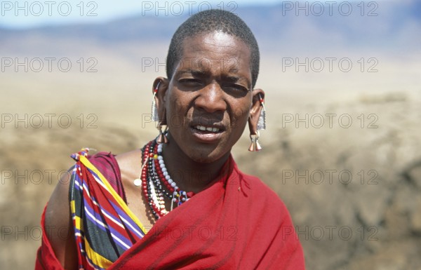 Portrait of a Maasai man, Ngorongoro Crater, Tanzania, Africa, June 2000, vintage, retro, old,