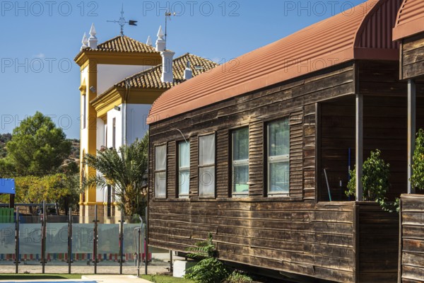 Former train station at village Olvera, now used for tourism, cafe and lodging, cycle path Via