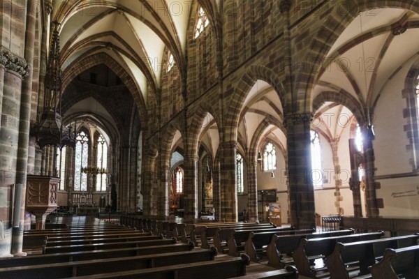 Interior view, Gothic Church of St. Peter and Paul, Saints-Pierre-et-Paul, Wissembourg,