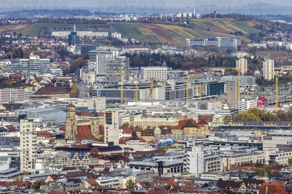 View from Santiago de Chile Square of the city center of the state capital Stuttgart with