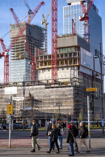Construction site of the Covivio skyscraper in front, in the vicinity of Alexanderplatz in Berlin,