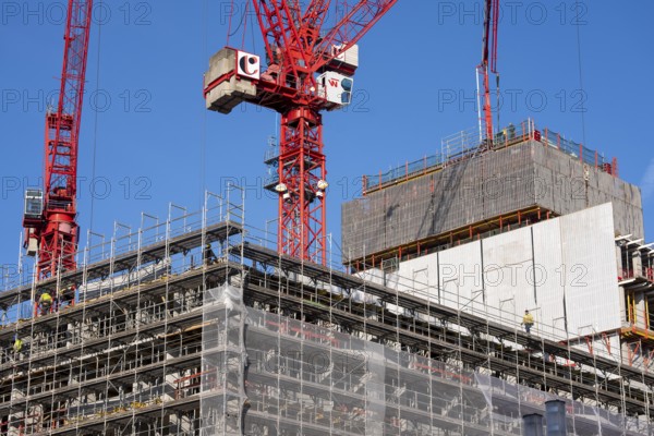 Construction site of the Covivio high-rise building near Alexanderplatz in Berlin, mixed use of