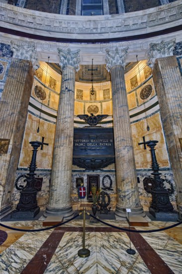 Tomb tomb of King Vittorio Emanuele II of Italy with memorial plaque and inscription Padre della