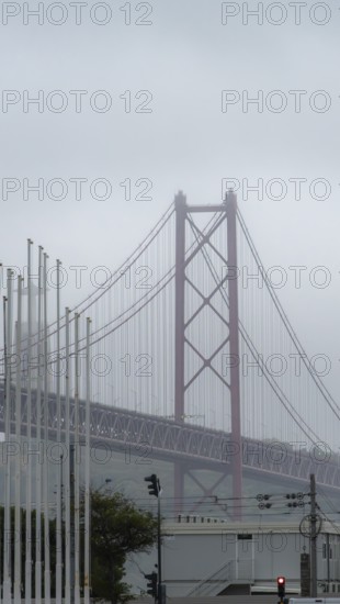 The Ponte 25 de Abril, 3.2 km long bridge in Portugal with a 2278 meter long suspension bridge