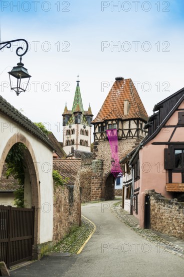 Medieval town and half-timbered houses, Châtenois, Bas-Rhin, Alsace, France