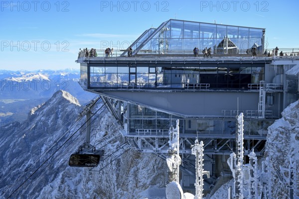 Mountain station of the cable car to the Zugspitze (2962 m), German side, Grainau municipality,