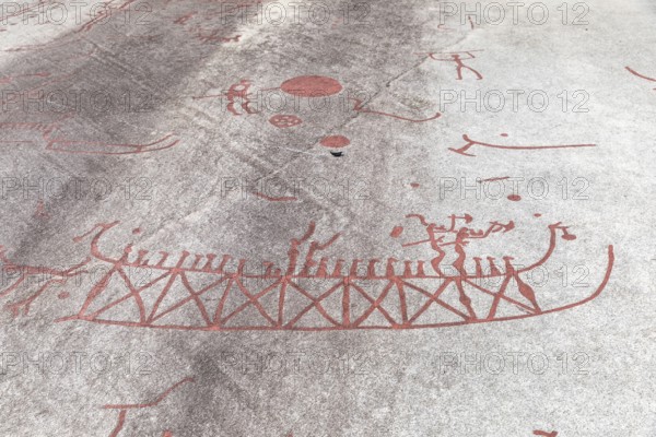 Historic rock carvings of Tanum, here at the Vitlycke site, figurative depiction from the Bronze